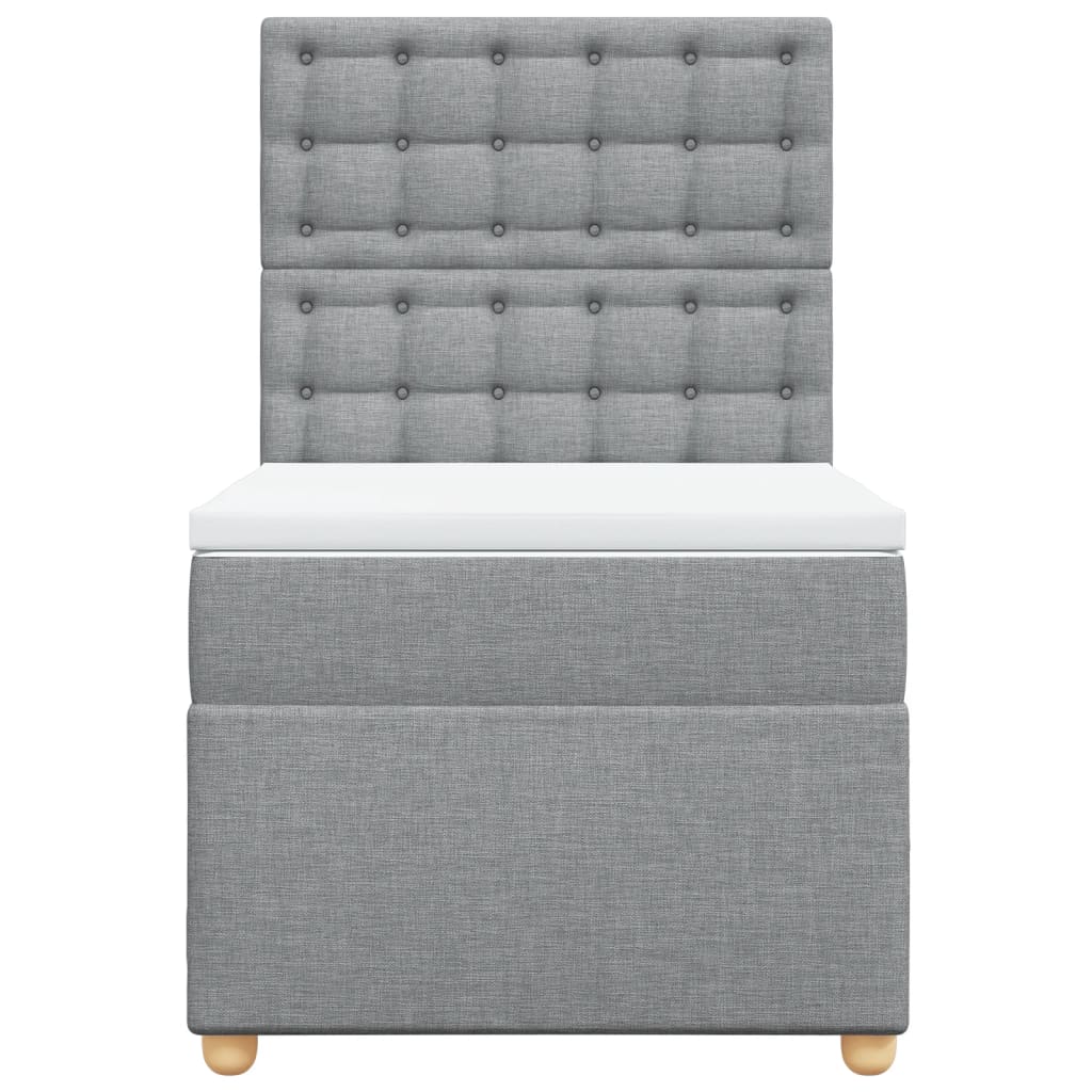 Boxspring met matras stof lichtgrijs 100x200 cm