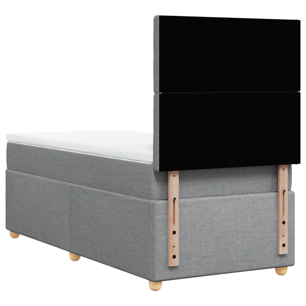 Boxspring met matras stof lichtgrijs 100x200 cm
