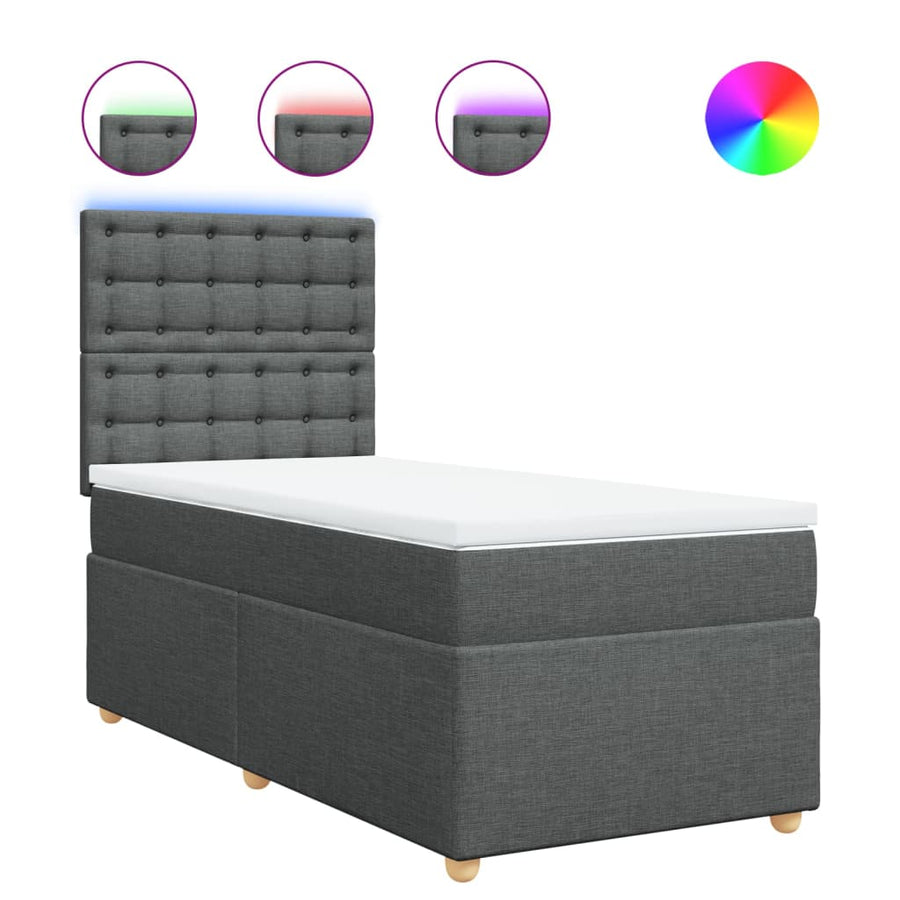 Boxspring met matras stof donkergrijs 100x200 cm