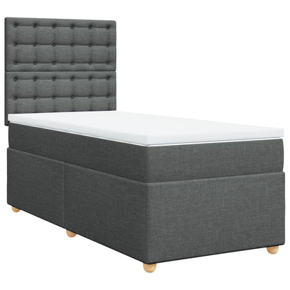 Boxspring met matras stof donkergrijs 100x200 cm