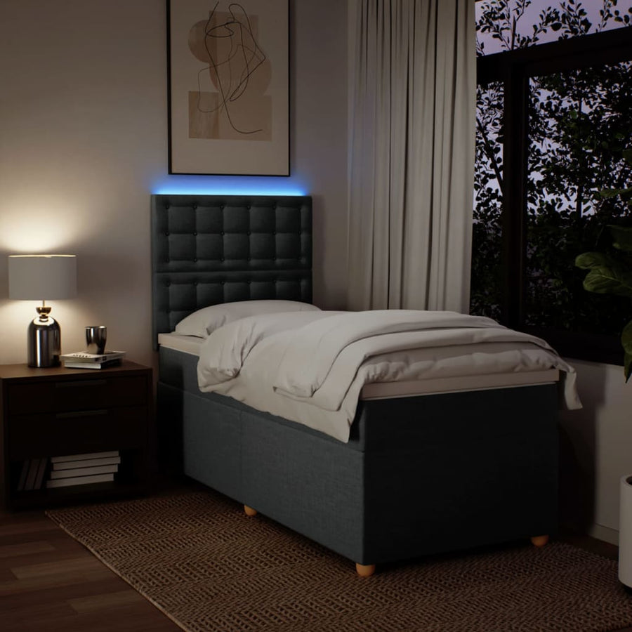 Boxspring met matras stof donkergrijs 100x200 cm
