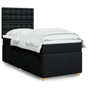 Box spring with mattress fabric black 100x200 cm