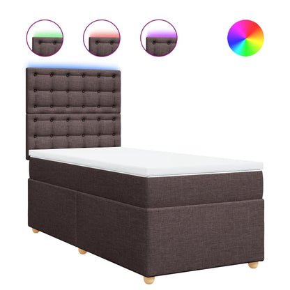 Boxspring met matras stof donkerbruin 100x200 cm