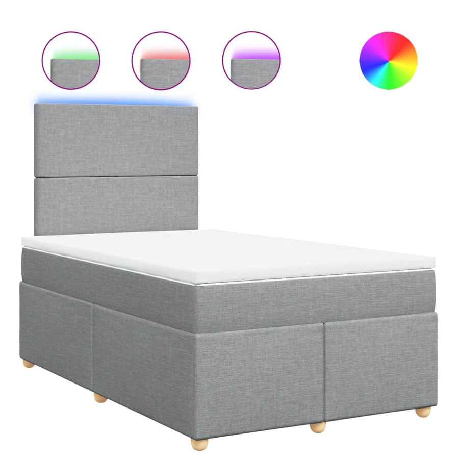 Boxspring met matras stof lichtgrijs 120x190 cm