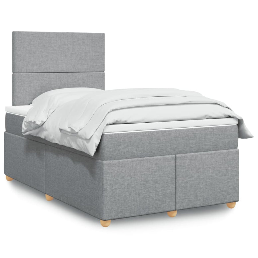 Boxspring met matras stof lichtgrijs 120x190 cm