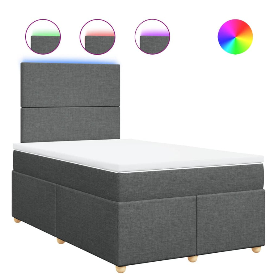 Boxspring met matras stof donkergrijs 120x190 cm