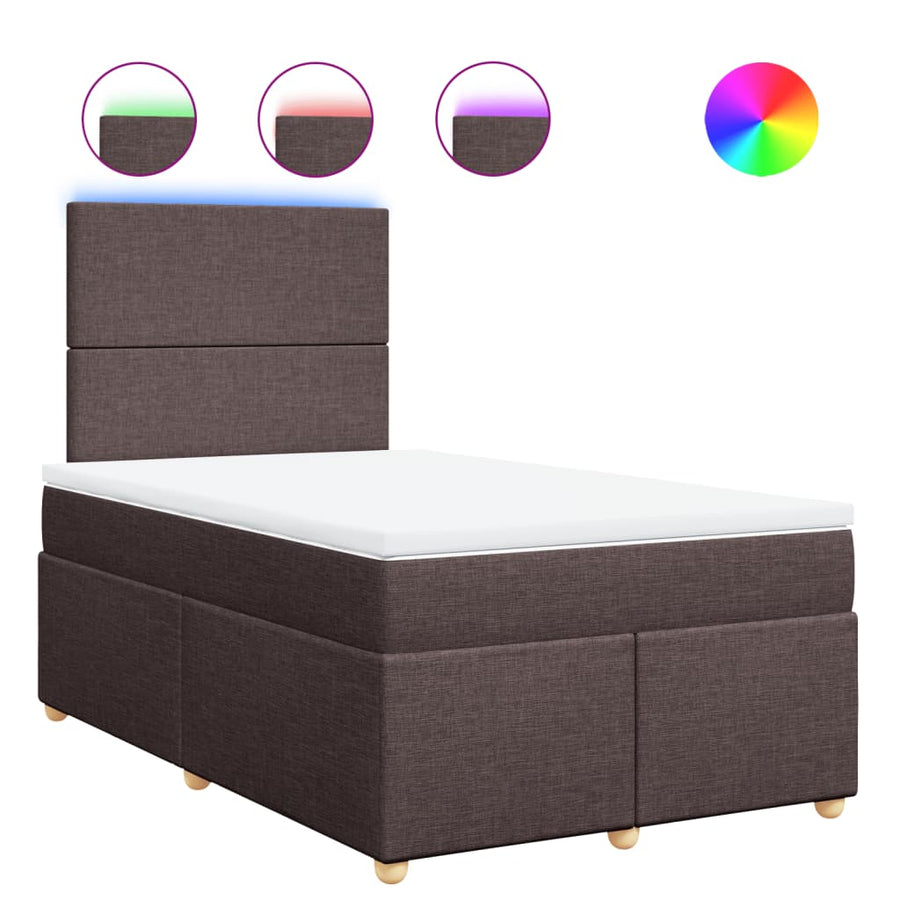 Boxspring met matras stof donkerbruin 120x190 cm