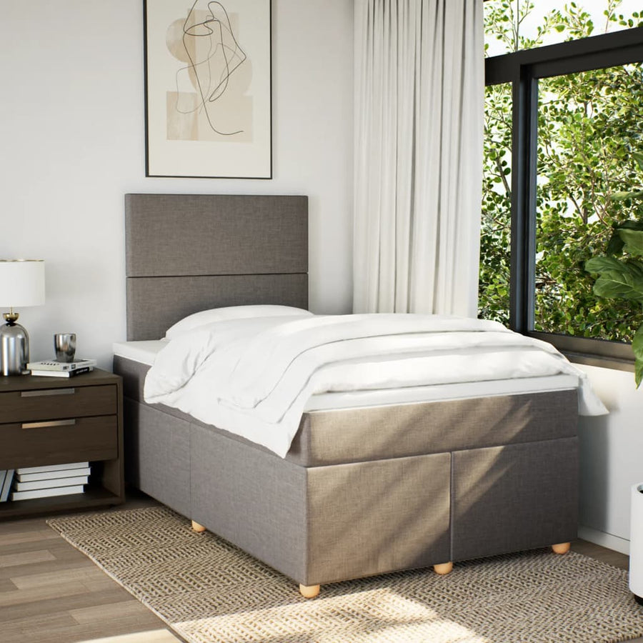 Boxspring met matras stof taupe 120x190 cm