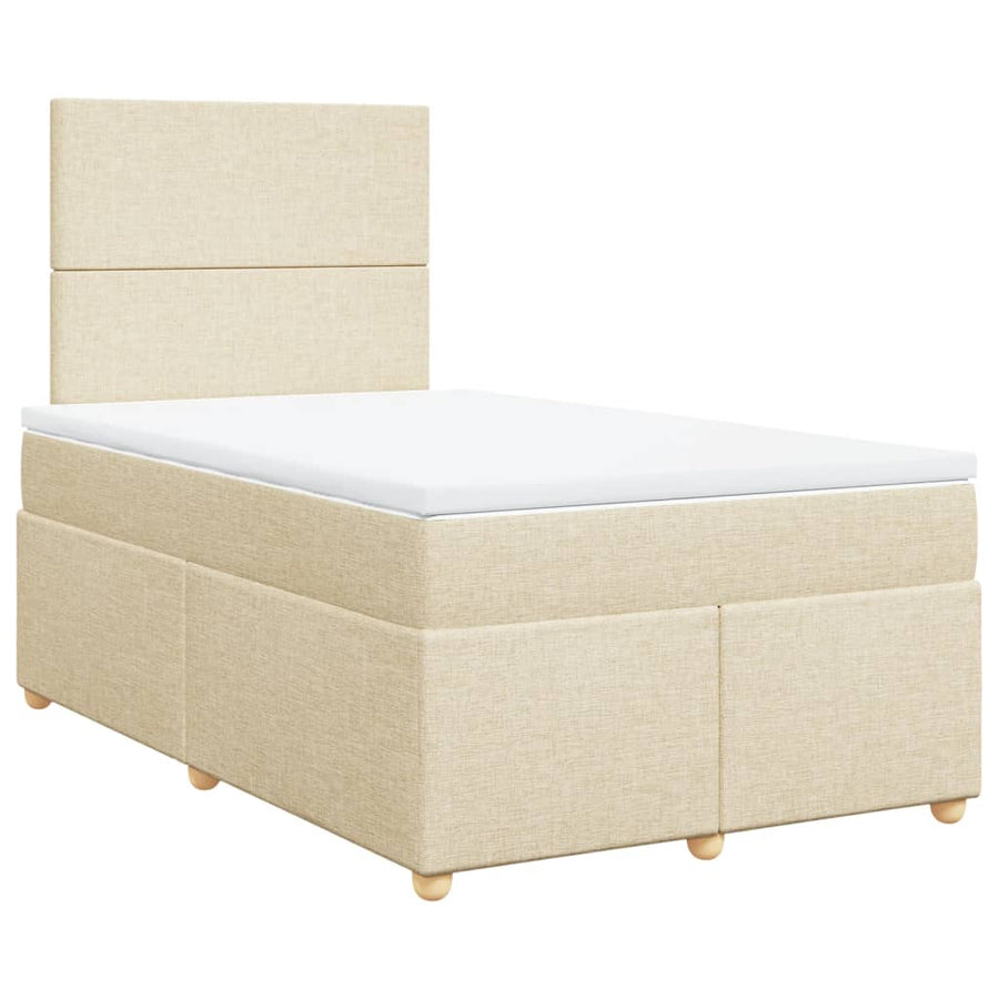 Boxspring met matras stof crèmekleurig 120x190 cm