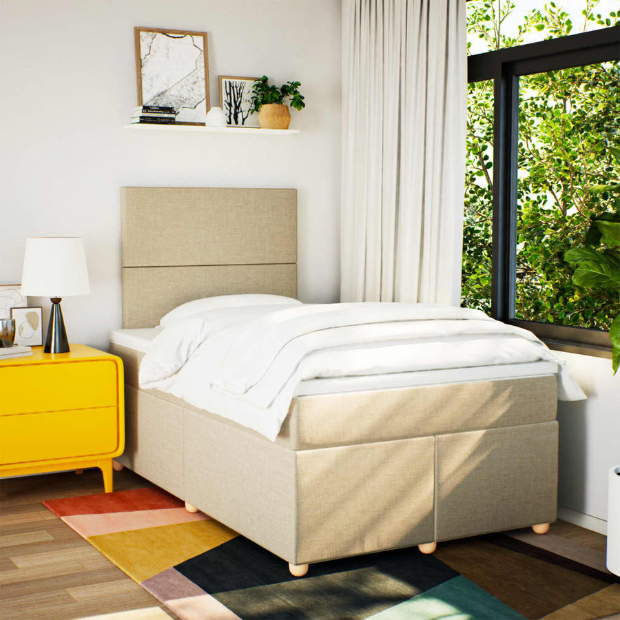 Boxspring met matras stof crèmekleurig 120x190 cm