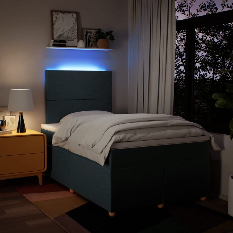 Boxspring met matras stof blauw 120x190 cm