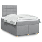 Box spring with light grey fabric mattress 120x190 cm