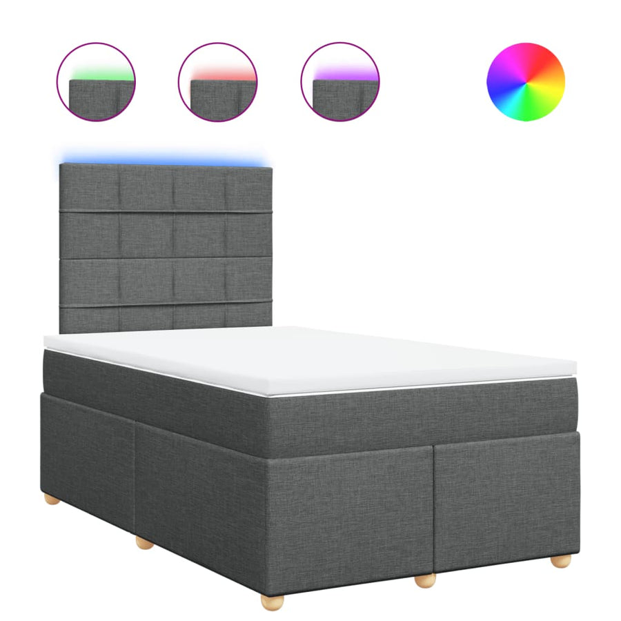 Boxspring met matras stof donkergrijs 120x190 cm
