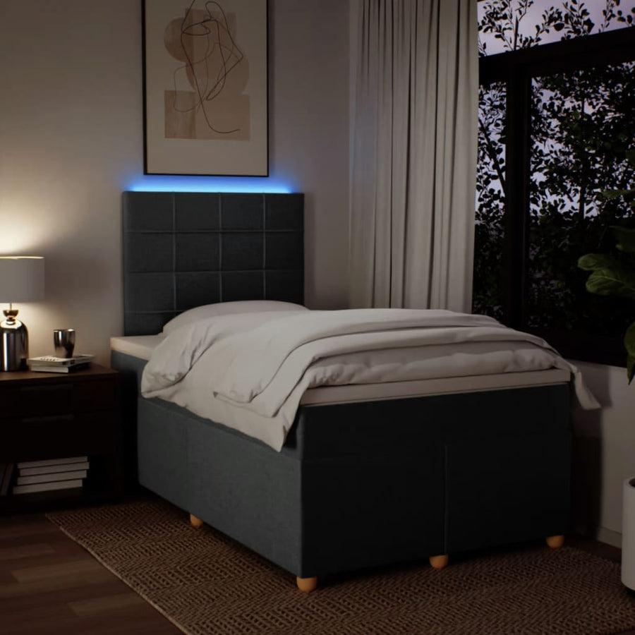 Boxspring met matras stof donkergrijs 120x190 cm