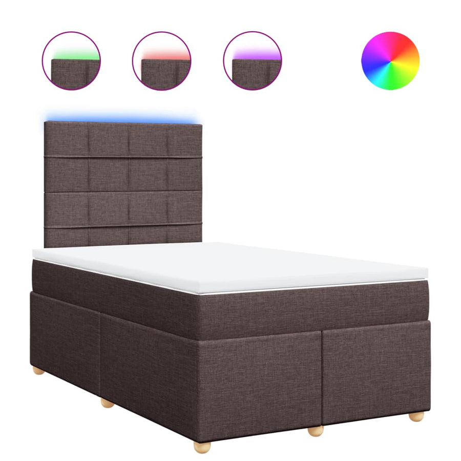 Boxspring met matras stof donkerbruin 120x190 cm
