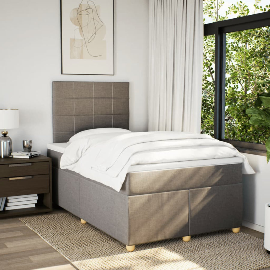 Boxspring met matras stof taupe 120x190 cm