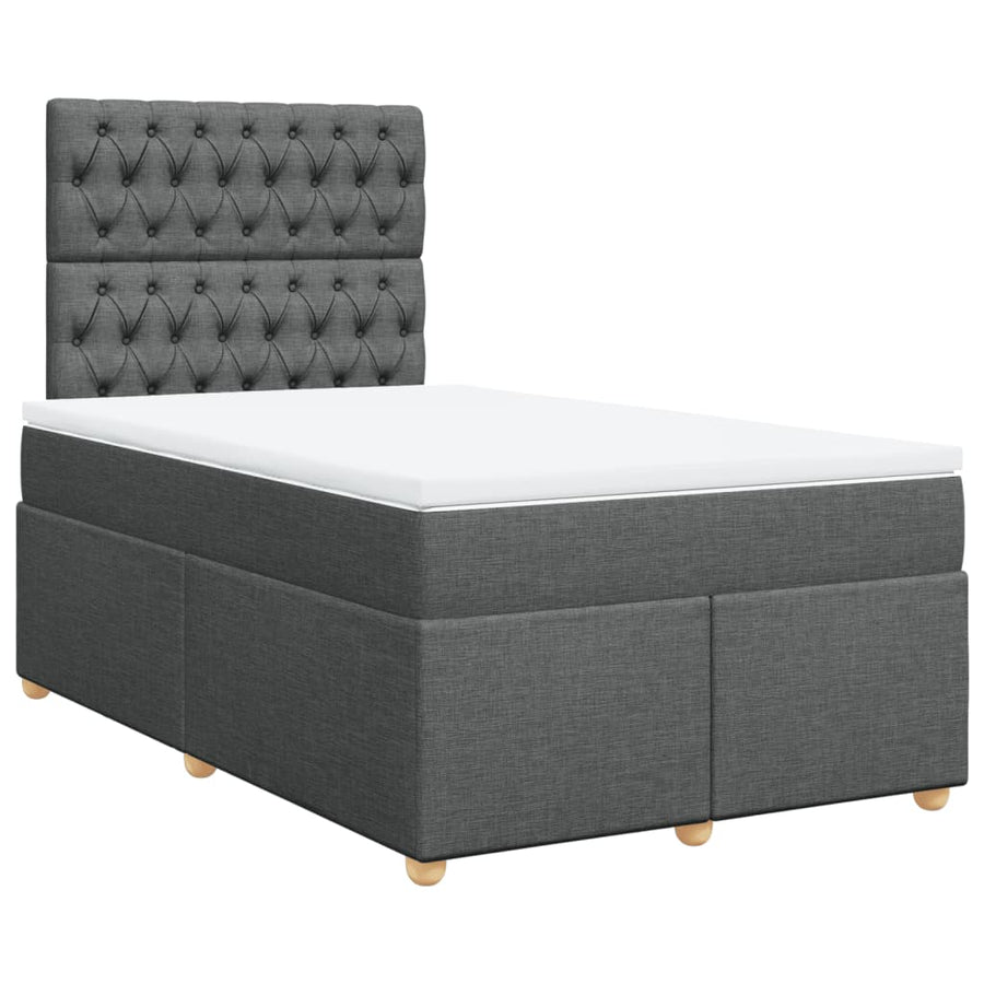 Boxspring met matras stof donkergrijs 120x190 cm