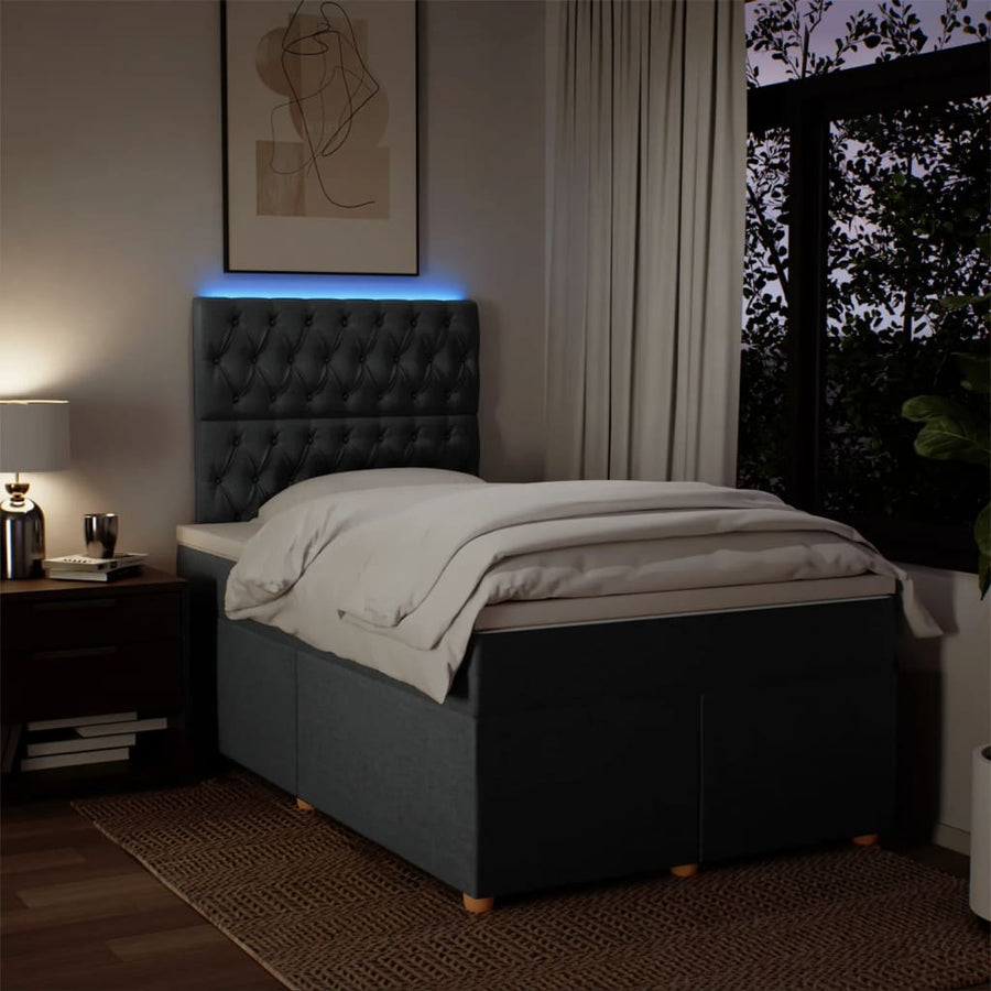 Boxspring met matras stof donkergrijs 120x190 cm