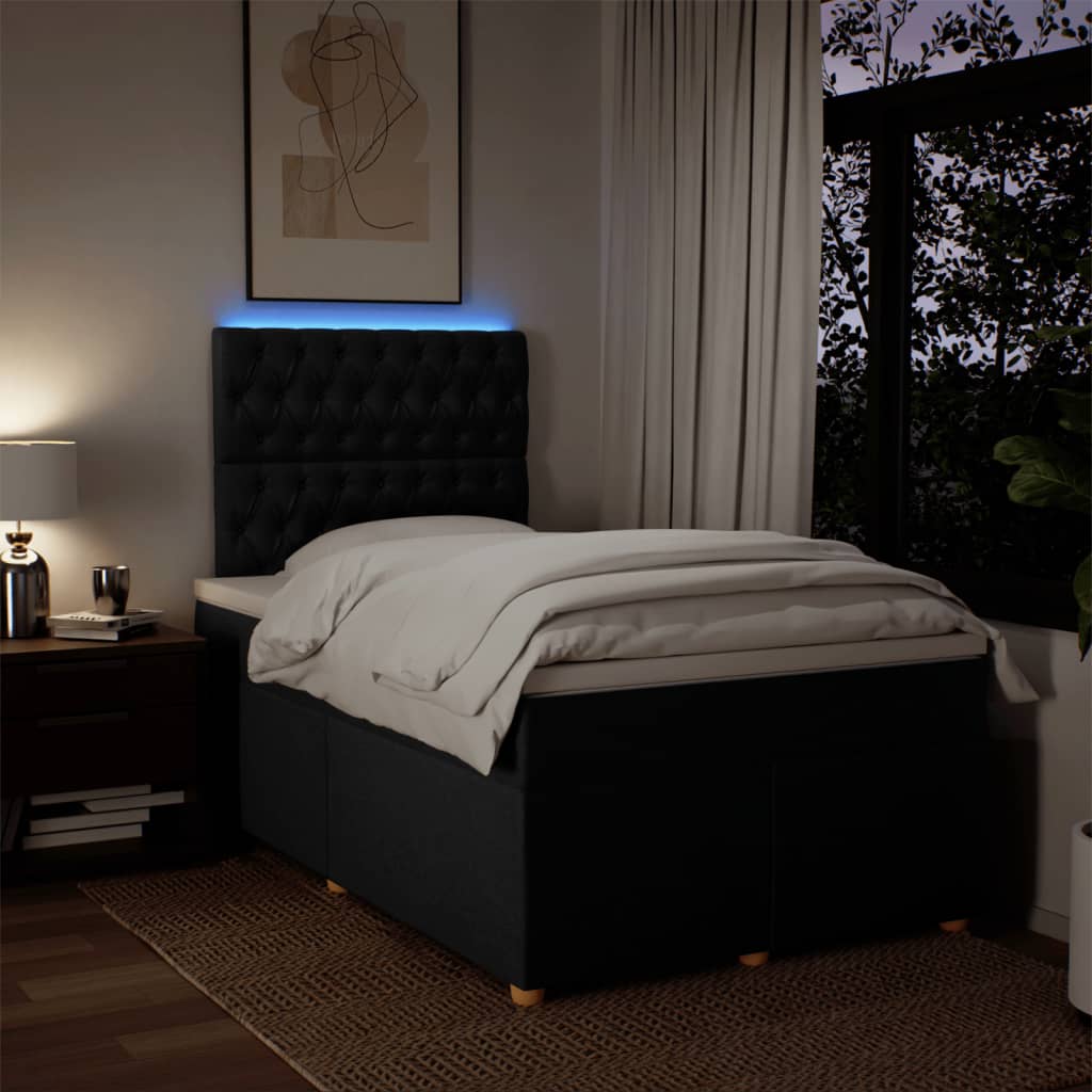 Boxspring met matras stof zwart 120x190 cm