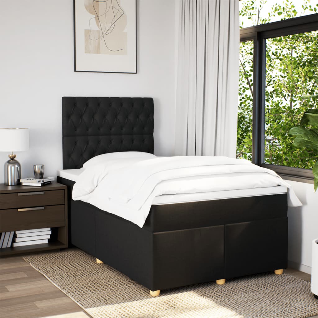 Boxspring met matras stof zwart 120x190 cm