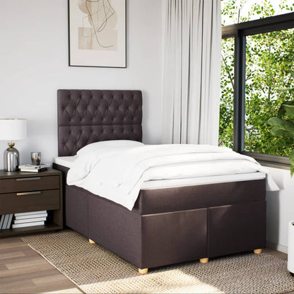 Boxspring met matras stof donkerbruin 120x190 cm