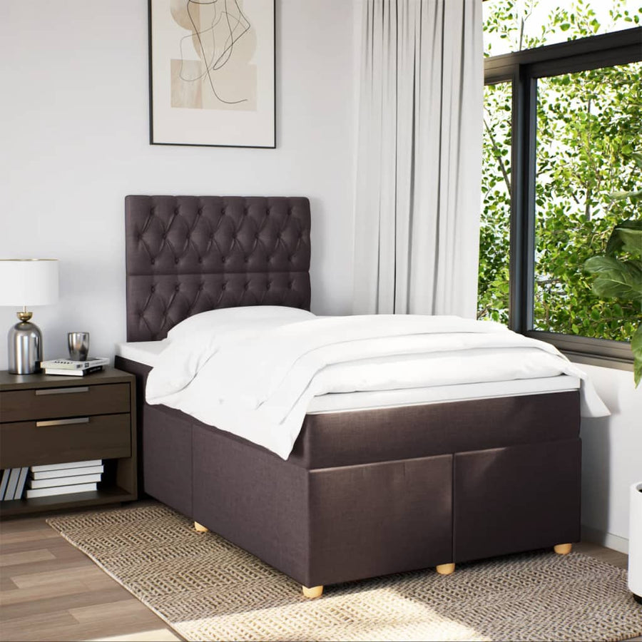 Boxspring met matras stof donkerbruin 120x190 cm