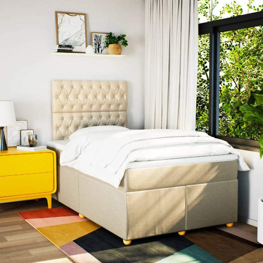 Boxspring met matras stof crèmekleurig 120x190 cm