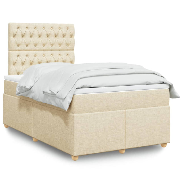 Boxspring met matras stof crèmekleurig 120x190 cm