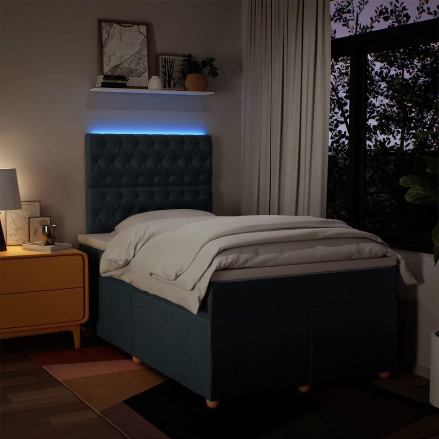 Boxspring met matras stof blauw 120x190 cm