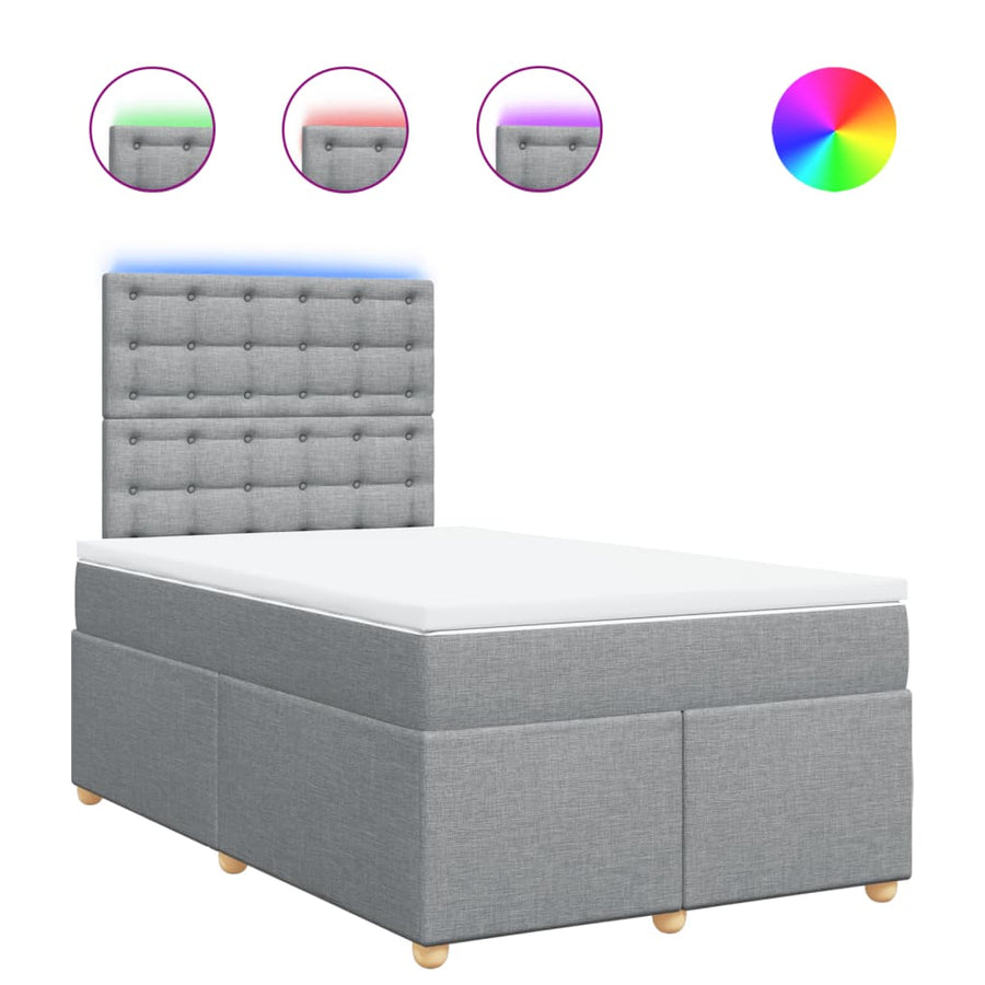 Boxspring met matras stof lichtgrijs 120x190 cm