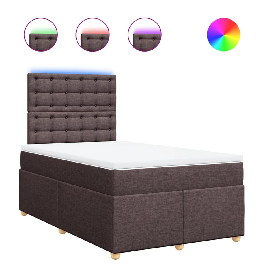 Boxspring met matras stof donkerbruin 120x190 cm