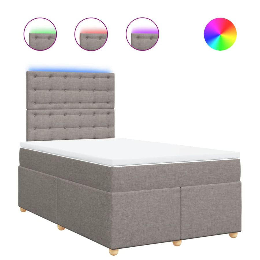 Boxspring met matras stof taupe 120x190 cm