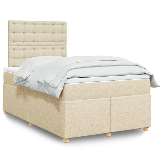 Boxspring met matras stof crèmekleurig 120x190 cm