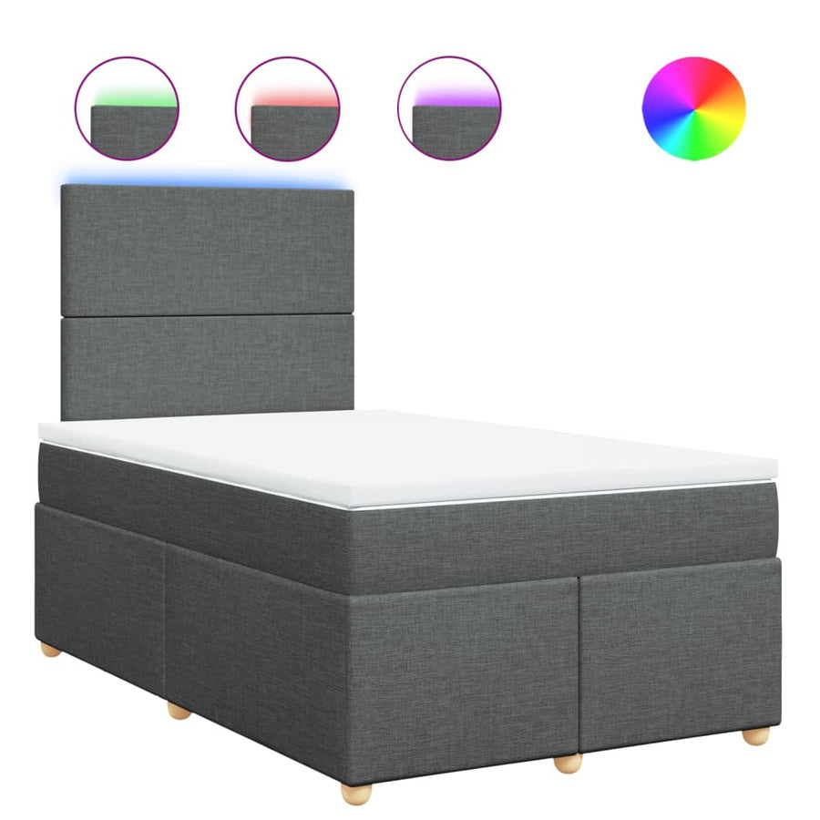 Boxspring met matras stof donkergrijs 120x200 cm