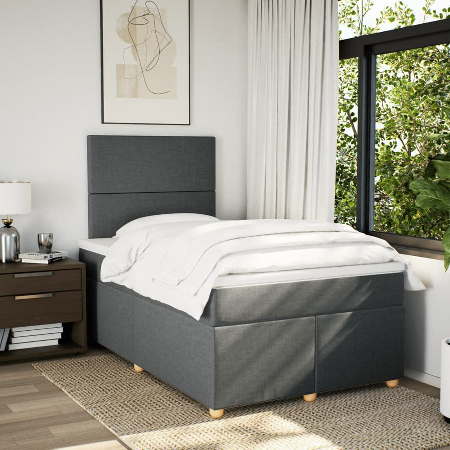 Boxspring met matras stof donkergrijs 120x200 cm