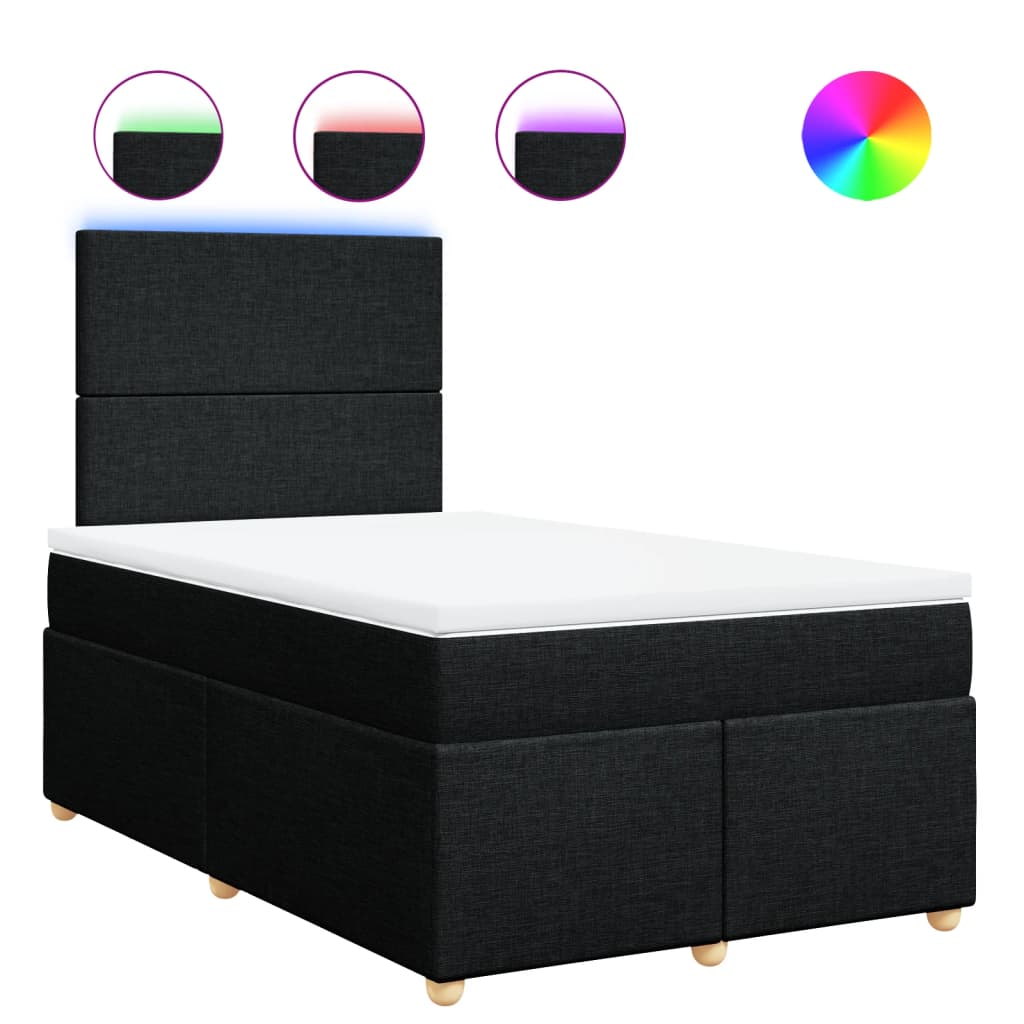 Boxspring met matras stof zwart 120x200 cm