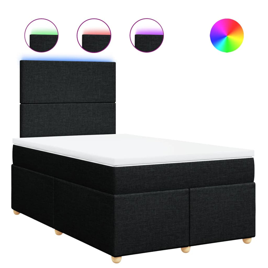 Boxspring met matras stof zwart 120x200 cm