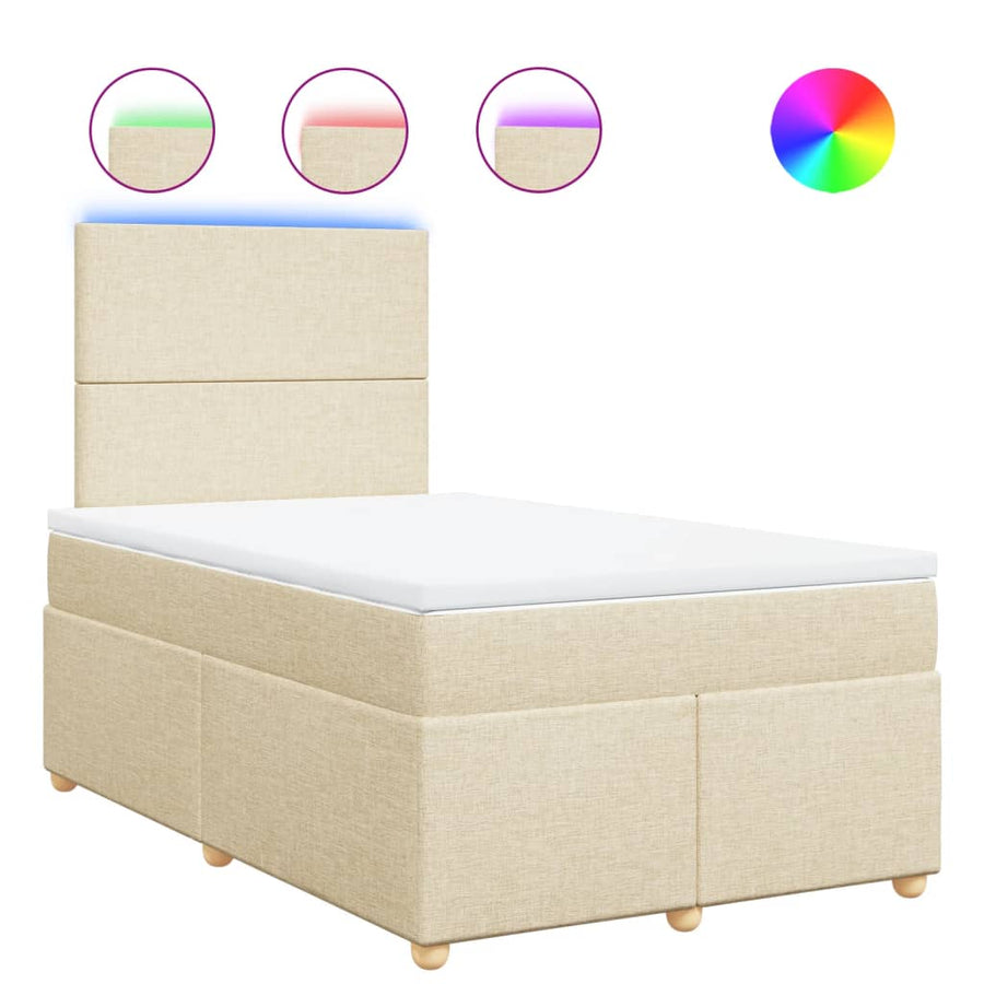 Boxspring met matras stof crèmekleurig 120x200 cm