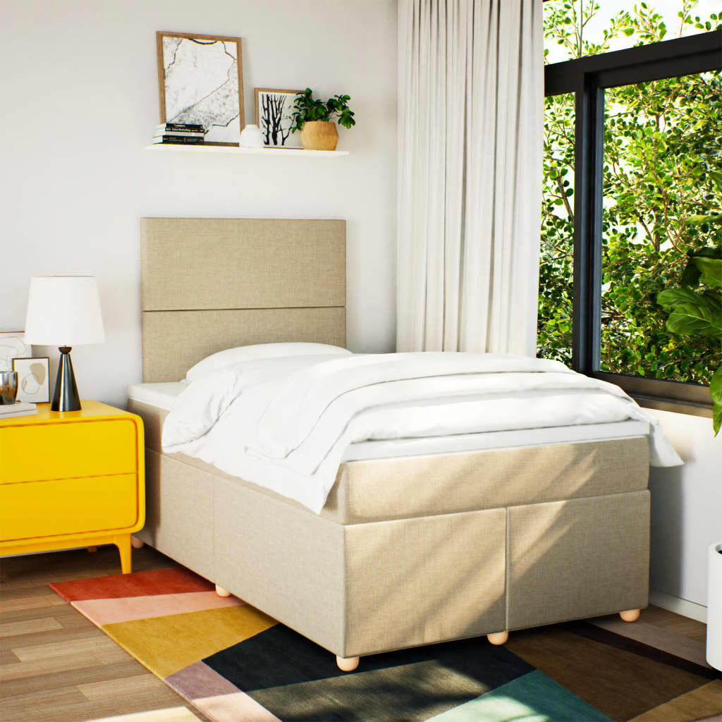 Boxspring met matras stof crèmekleurig 120x200 cm