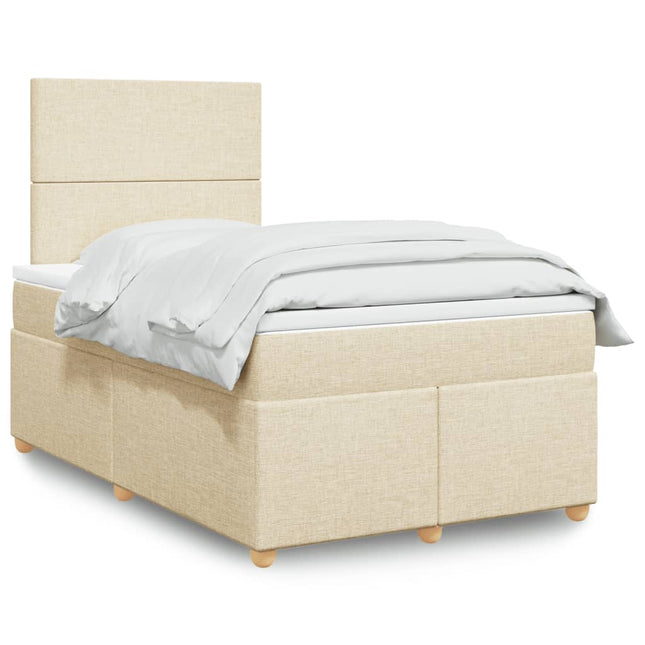 Boxspring met matras stof crèmekleurig 120x200 cm