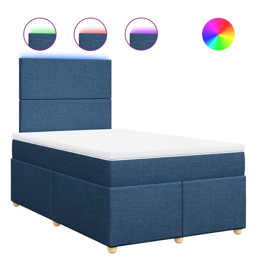 Boxspring met matras stof blauw 120x200 cm