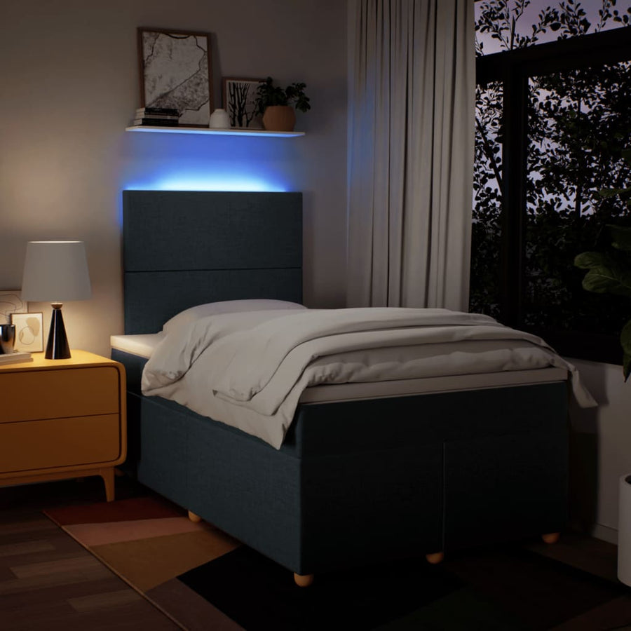 Boxspring met matras stof blauw 120x200 cm