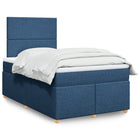 Boxspring met matras stof blauw 120x200 cm