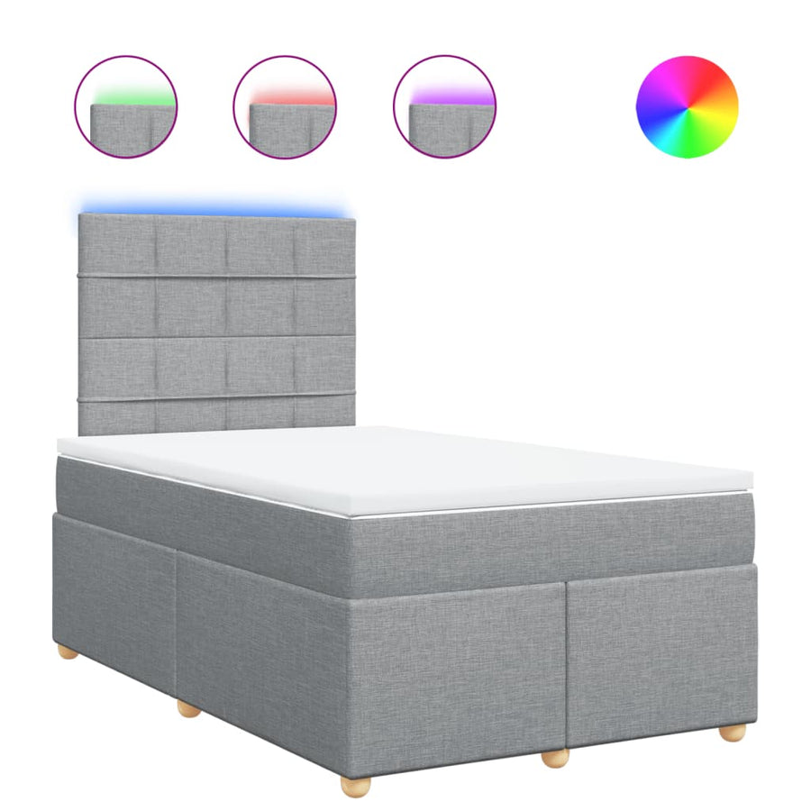 Boxspring met matras stof lichtgrijs 120x200 cm