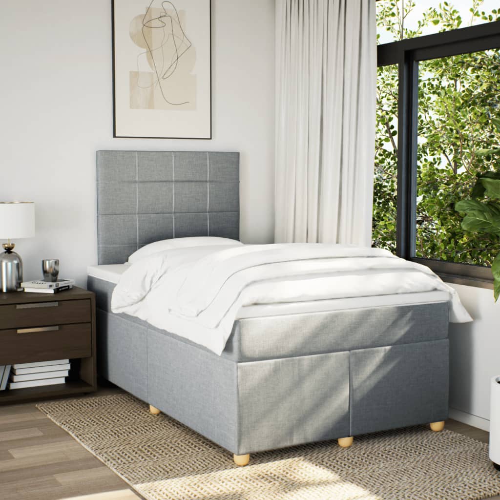 Boxspring met matras stof lichtgrijs 120x200 cm