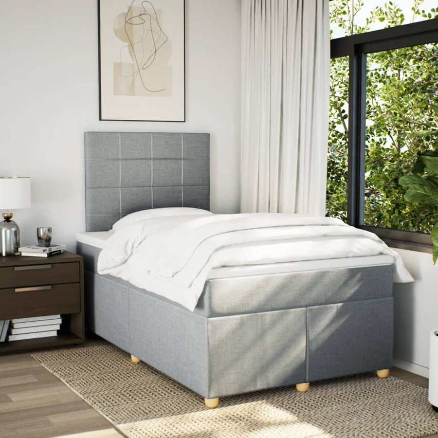 Boxspring met matras stof lichtgrijs 120x200 cm