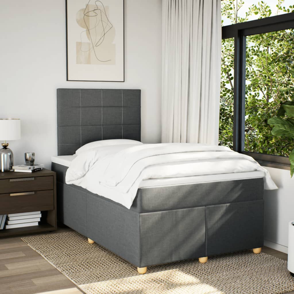 Boxspring met matras stof donkergrijs 120x200 cm