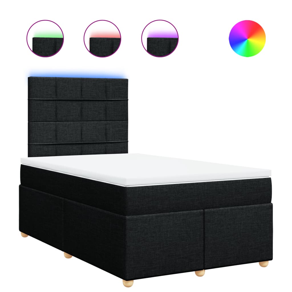 Boxspring met matras stof zwart 120x200 cm