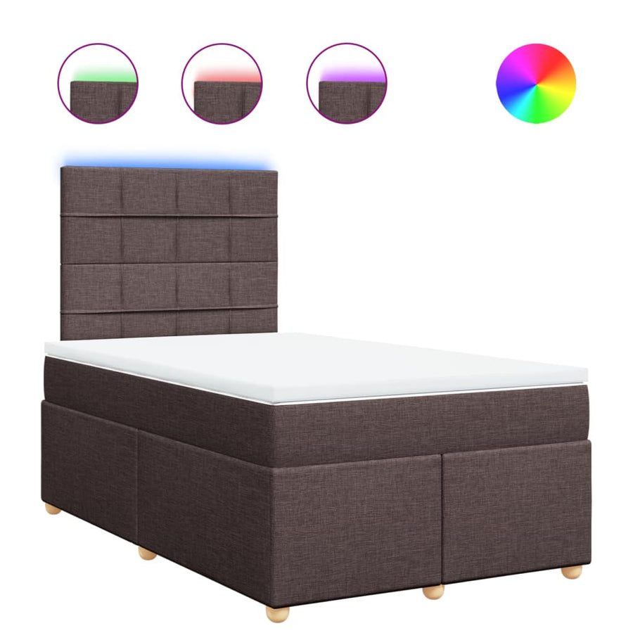 Boxspring met matras stof donkerbruin 120x200 cm