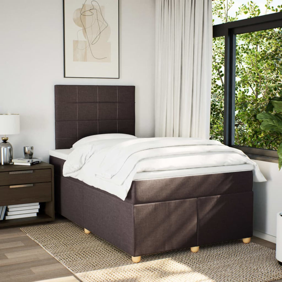 Boxspring met matras stof donkerbruin 120x200 cm